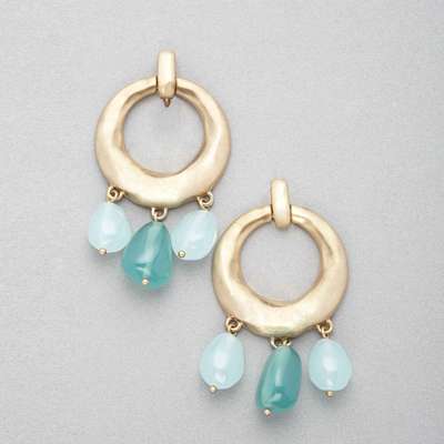 Créoles turquoise et or